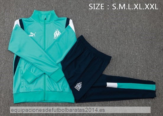 Nuevo Conjunto Completo Ropa Deportiva Con Cremallera Larga Marsella 23/24 Verde Blanco Azul Baratas